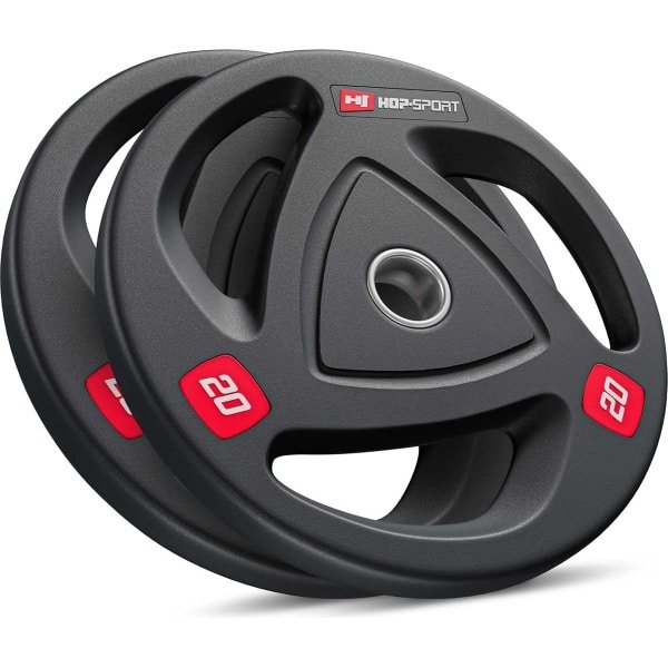 Hop-Sport Olympische Gewichtenset 40 kg - 2 x 20 kg Halterschijven - 50 mm Gewichtschijven voor Alle Halterstangen en Krachtapparatuur - Duurzaam Ontwerp Voor Home Gym Krachttraining en Spieropbouw