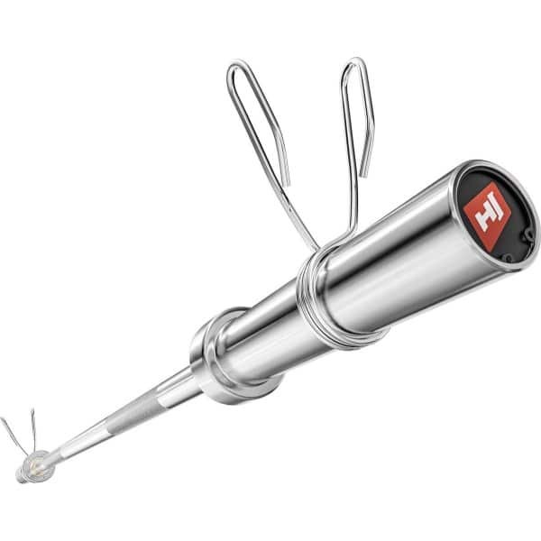 Hop-Sport Olympische rechte halterstang 165 cm verchroomd staal met draaibare handgreep, haltertraining bar voor body-building, fitness oefeningen en krachttraining, diameter 50 mm