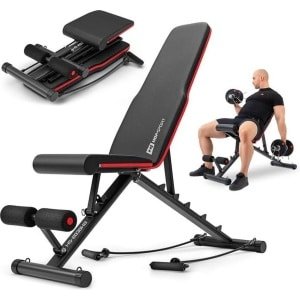 Hop-Sport Opvouwbare Multifunctionele Gewichtsbank HS-2030HB - Verstelbare Schuine Fitnessbank Voor Thuis - Ideaal Voor Bankdrukken Krachttraining en Full-Body Workouts - Compact en Ruimtebesparend