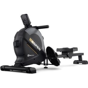Hop-Sport Opvouwbare Roeitrainer HS-080R Aspen, 16 Niveaus Magnetische Weerstand tot 30 kg, Multifunctioneel LCD-Scherm, Tablethouder, Draagcapaciteit 120 kg, Goud