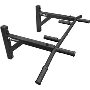 Hop-Sport Wandgemonteerde Optrekstang HS-2004K - Duurzame Fitnessapparatuur met 6 Antislip Handgrepen - Stabiele en Veilige Pull-Up Bar voor Thuisgebruik - Maximaal Belastbaar Tot 210 kg - Zwart - Ideaal voor Krachttraining