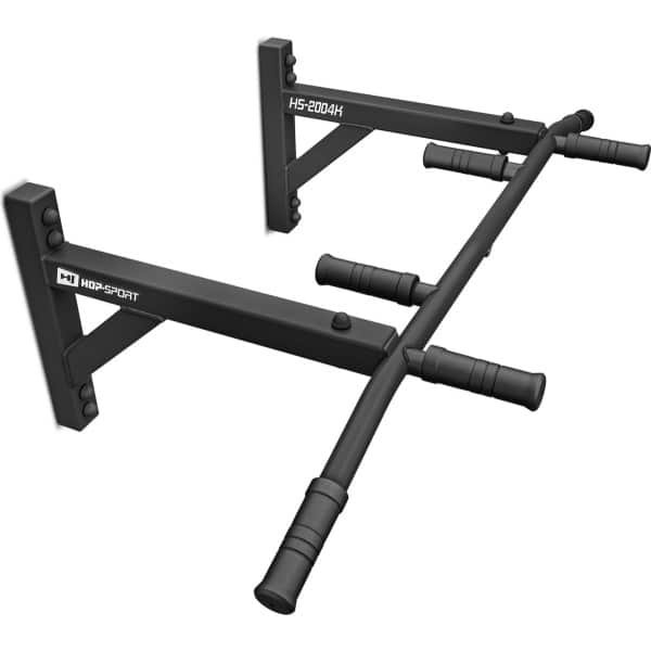 Hop-Sport Wandgemonteerde Optrekstang HS-2004K - Duurzame Fitnessapparatuur met 6 Antislip Handgrepen - Stabiele en Veilige Pull-Up Bar voor Thuisgebruik - Maximaal Belastbaar Tot 210 kg - Zwart - Ideaal voor Krachttraining