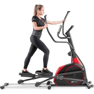 Hop-Sport crosstrainer HS-095CF met ondermat - crosstrainer 30kg vliegwiel - crosstrainer gebruikersgewicht 135kg - crosswalker, Zwart