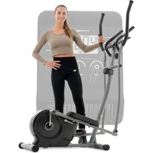 Hop-Sport crosstrainer HS-2050C Grijs voor thuisgebruik met LCD display en hartslagmeting - zeer stille crosstrainer met magnetisch remsysteem en ergonomische zilver