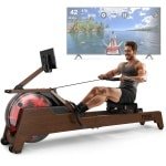 Houten Roeimachine - Waterroeier - Fitnessapparaat - Thuis Gym - Roeitrainer - 90° Upright Tank - Draadloze Monitor - Max Hoogte 200cm - Zwarte Kleur
