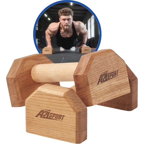 Houten push-upgrepen voor krachttraining - antislip parallettes voor binnen en buiten