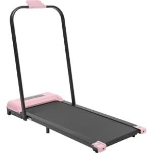 Inklapbare gemotoriseerde loopband met armsteun - Lichtgewicht roze design voor thuis, kantoor en sportschool