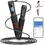 Intelligent springtouw met app, fitness springtouw voor thuisgym, crossfit en oefeningen, verstelbaar en antislip, met LCD-display