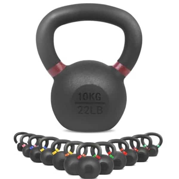 Kettlebell 4kg - 32kg van massief gietijzer met poedercoating voor krachttraining