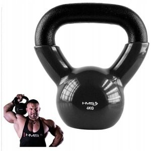 Kettlebell 4kg Vinyl Gecoat met Handvat voor Fitness en Krachttraining