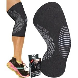 Kniebandage voor Compressie en Ondersteuning - Kniebrace voor Dames en Heren - Perfect voor Krachttraining en Bescherming - M-zwart en Grijs