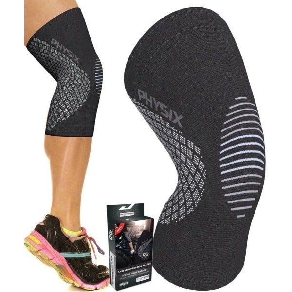 Kniebandage voor Compressie en Ondersteuning - Kniebrace voor Dames en Heren - Perfect voor Krachttraining en Bescherming - M-zwart en Grijs