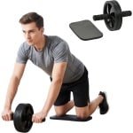 Lomera Trainingswiel - Ab Wheel - Ab Roller - Buikspierwiel - Buikspiertrainer - Buikspieren Trainen - Zachte Handgrepen - Fitnesswiel - Krachttraining - Workout Thuis - Buikspier­oefeningen - Rug- en Armspieren - Maximaal Draaggewicht 100 kg