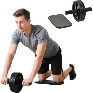 Lomera Trainingswiel - Ab Wheel - Ab Roller - Buikspierwiel - Buikspiertrainer - Buikspieren Trainen - Zachte Handgrepen - Fitnesswiel - Krachttraining - Workout Thuis - Buikspier­oefeningen - Rug- en Armspieren - Maximaal Draaggewicht 100 kg