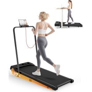 Loopband met 7% helling - Inklapbaar loopband Elektrisch 1-8 km/u instelbaar - Motor 2,5 pk - met armleuningen - met afstandsbediening en LED-display - Walkingpad - Treadmill - Zwart