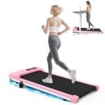 Loopband met 7% helling - Walkingpad Elektrisch 1-8 km/u instelbaar - Motor 2,5 pk - met afstandsbediening en LED-display - Treadmill - Roze