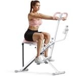 MERACH Buiktreiner buikspiertrainer - rugtrainer met tablethouder - LCD-monitor - 3 verstelbare weerstandsbanden - hometrainer inklapbaar - verstelbare zitting - full-body training - tot 158 kg