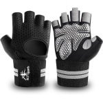 MJ Sports Premium Grip Gloves - Handschoenen Dames & Heren - Fitness - Sport - Gym & Crossfit - Calisthenics - Krachttraining Artikelen - Bescherming tegen blaren & eelt - Set van 2 - Maat L - Grijs & Zwart