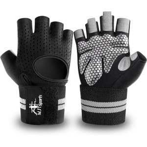 MJ Sports Premium Grip Gloves - Handschoenen Dames & Heren - Fitness - Sport - Gym & Crossfit - Calisthenics - Krachttraining Artikelen - Bescherming tegen blaren & eelt - Set van 2 - Maat L - Grijs & Zwart