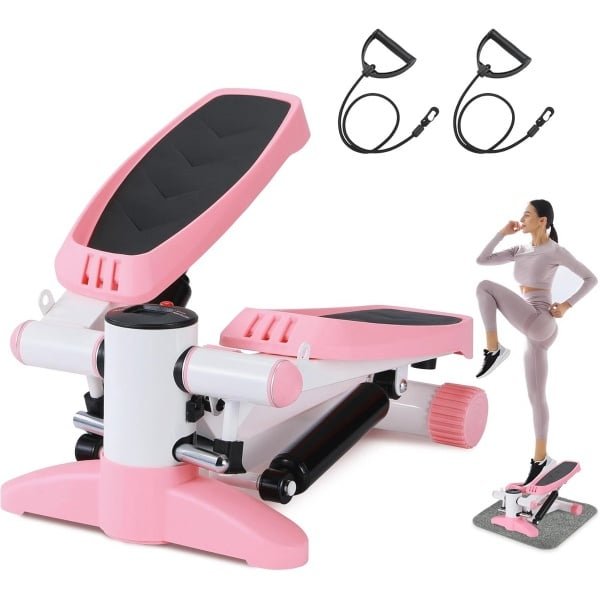 Mini Stepper voor Thuis - Multifunctionele Cardio Trainer met LCD-display en Weerstandsbanden - Compact en Stille Oefenapparaat tot 150 kg