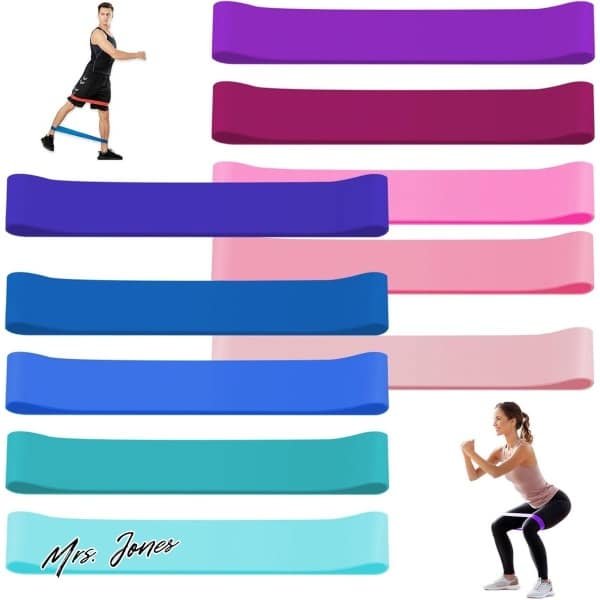 Mrs. Jones Premium Collection Weerstandsbanden set - 10 stuks - Dames en heren - 5 weerstandsniveaus - Elastisch - Krachttraining - Yoga