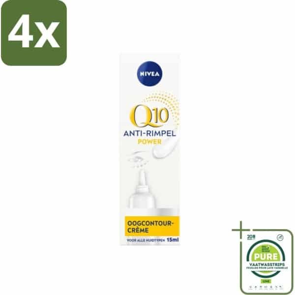 NIVEA - Oogcrème - Q10 POWER - Tegen donkere kringen & rimpels - Voor alle huidtypen - Met Q10 & Creatine - 15 ml - Voordeelverpakking - 4 stuks - NIVEA oogcrème - Oogcontourcrème