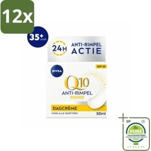 NIVEA - Q10 POWER Dagcrème - Anti-Rimpel Crème - SPF 30 - Voor alle huidtypen - Met Q10 & Creatine - Collageenversterker - 50 ml - Voordeelverpakking - 12 stuks - Anti-rimpel crème - Dagcrème