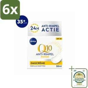 NIVEA - Q10 POWER Dagcrème - Anti-Rimpel Crème - SPF 30 - Voor alle huidtypen - Met Q10 & Creatine - Collageenversterker - 50 ml - Voordeelverpakking - 6 stuks - NIVEA Q10 - Collageen booster