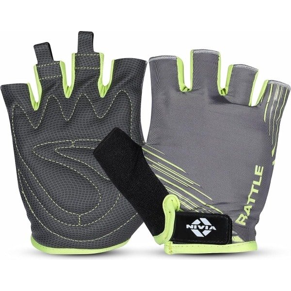Nivia Rattle Sports Gloves ( Colour-Grey, Size-L ) Material-Micro Fiber Sued | for Unisex | Finger Cut Design Used for Gym Workouts | Weight Lifting | Exercise | Pull-Up | Crossfit | Cycling | Fitness & Training with Good Grip and Soft Padding