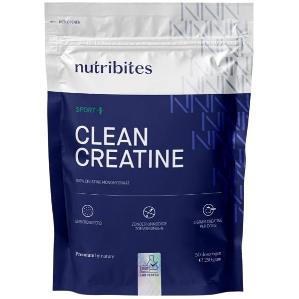 Nutribites Clean Creatine - 100% Creatine Monohydraat - Zuiver en goed opneembaar - 250g