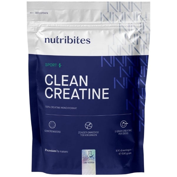 Nutribites Clean Creatine - 100% Creatine Monohydraat - Zuiver en goed opneembaar - 500g