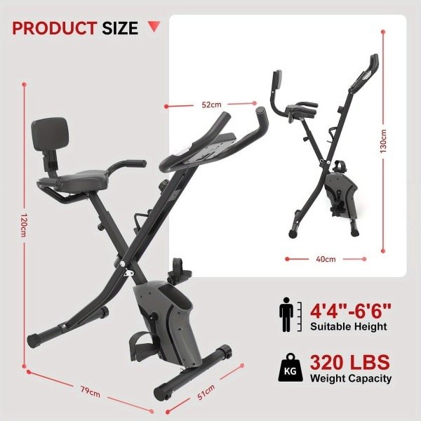 Opvouwbare Hometrainer - Fitnessfiets - Spinbike - Trainingsfiets - Magnetische Weerstand - 8 Instelbare Weerstandsniveaus - Multi-Functie Display - Zwart