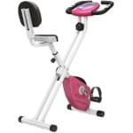 Opvouwbare Magnetische Hometrainer - 8 Verstelbare Weerstandsniveaus - LCD Scherm - Verstelbare Zitting - Hartslagsensoren - Max. Gebruikersgewicht 110 kg - Fietstrainer - Fitnessfiets - Roze+Wit