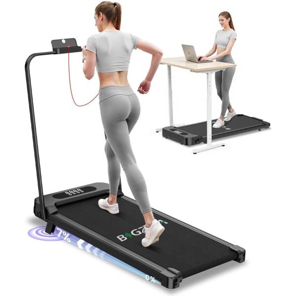 Opvouwbare loopband - 4-in-1 loopband met 7% helling - Walking Pad 1-8 km/u instelbaar - LCD-display - Oppervlak 39 x 94 cm - Motor 2,5 HP - max. 130 kg - Zwart