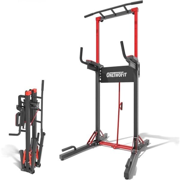 Power Tower Pull Up Bar Station - Verstelbaar opvouwbaar dipstation voor thuisgym en krachttraining