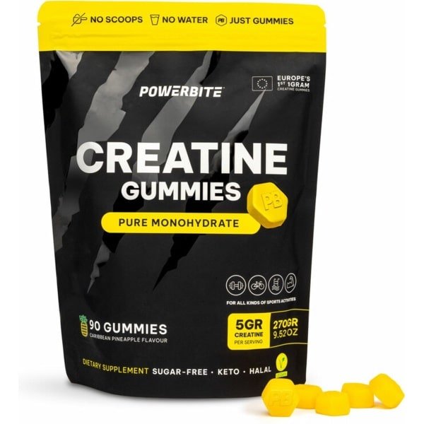 Powerbite Creatine Caribbean Pineapple Flavour - 90 gummies