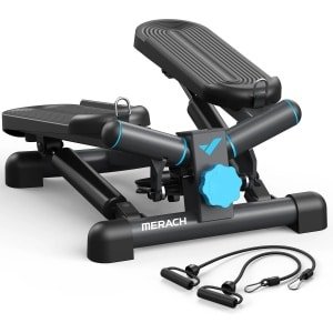 QPFO® Mini stepper met weerstandsbanden en monitor - compacte hometrainer voor cardio en fitness tot 150 kg