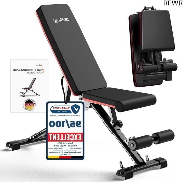 RFWR® Inklapbare Multifunctionele Halterbank met Verstelbare Rugleuning en Zitting voor Fitness en Krachttraining