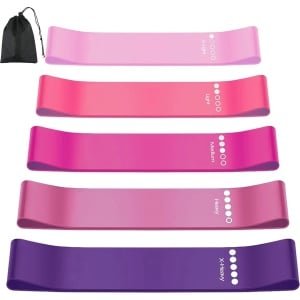 Set van 5 Weerstandsbanden voor Krachttraining, Yoga en Pilates - Inclusief Oefeninstructies en Draagtas