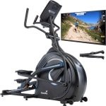 Skandika CardioCross Conqueror Crosstrainer - Hometrainer - 31 programma's - 32 niveaus - Premium elliptische trainer - 25 kg vliegwielmassa, app-compatibel Kinomap, 4 profielen, hartslagmeting, hoogte-instelling - max. 150 kg - zwart/blauw