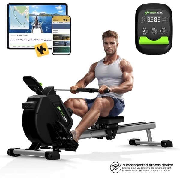 SportTronic® ST-X8 Roeitrainer - Magnetische Roeimachine Inklapbaar - Professioneel Roeiapparaat met 16 Weerstandsniveaus & Dubbele Rail