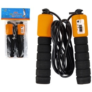 Springtouw met Sprongenteller - Instelbaar Fitness Springtouw 280 cm - Zwart en Oranje - Voor Cardio, Vetverbranding en Conditie - Springtouw met Teller - Jumpteller