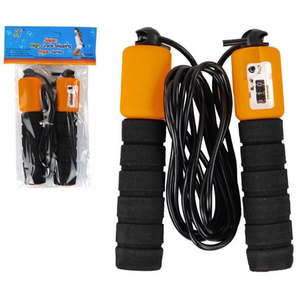 Springtouw met Sprongenteller - Instelbaar Fitness Springtouw 280 cm - Zwart en Oranje - Voor Cardio, Vetverbranding en Conditie - Springtouw met Teller - Jumpteller