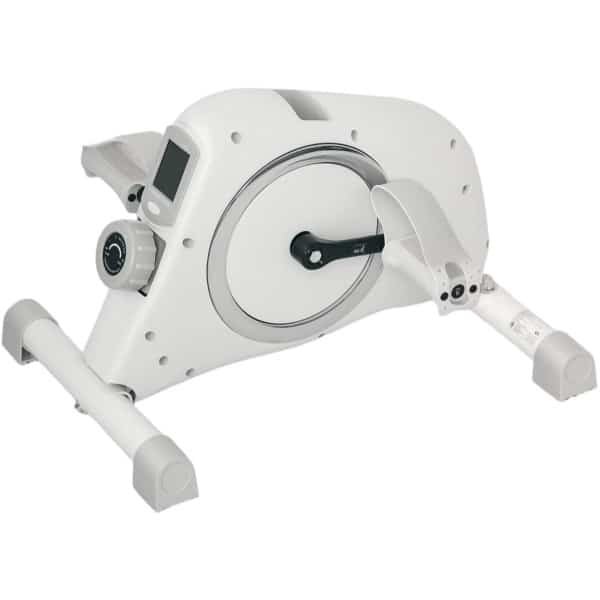 Stoelfiets - Bureaufiets - Handvaten - 8 Weerstandsniveaus - met Bevestigingsband en Antislipmat - Fietstrainer met LCD-scherm - Mini Hometrainer - Deskbike - Fitness - Armtrainer - Beentrainer - Wit