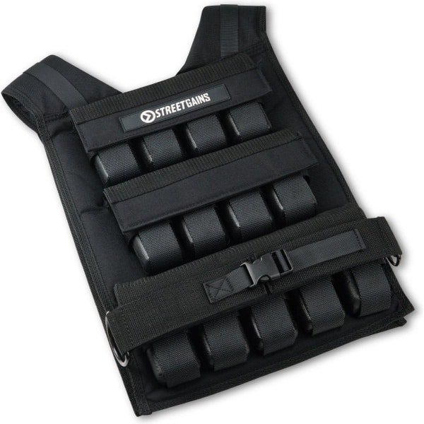 StreetGains® Gewichtsvest 40KG - Trainingsvest - Weight Vest - Verstelbaar & Comfortabel - Slijtvaste 1000D Cordura Stof - Smalle Schouderbanden voor Meer Bewegingsvrijheid - Inclusief Gewichten - Voor Calisthenics, Hardlopen & Krachttraining