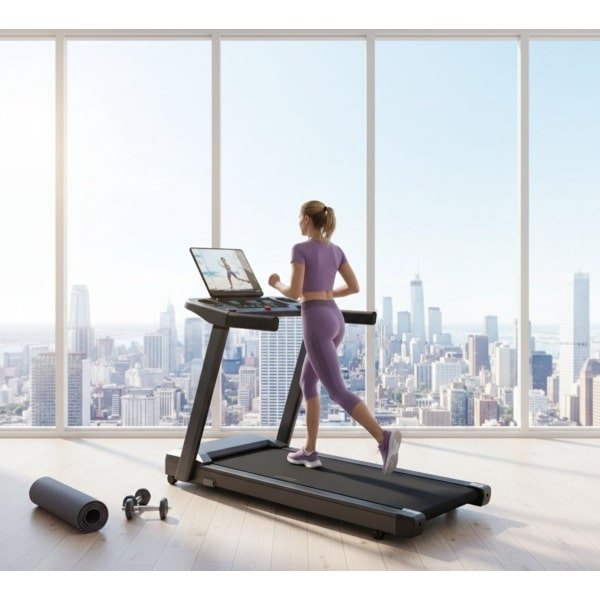 Treadmill 15% Incline - 12 km/u - Compacte Inklapbare Loopband voor Thuis met LED Display, Drievoudige Demping & Handmatige Hellingsinstelling - 3 PK Motor - Altameubel