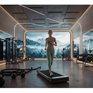 Treadmill / Loopband Houten Design - Compact & Stil voor Thuis en Kantoor - 2,5 PK Motor, Smart App Integratie, 38x102 cm Loopvlak - Altameubel