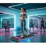 Treadmill Mini Loopband met Bureaufunctie en RGB-Verlichting - 3-Traps Helling, App- en Afstandsbediening, 4-in-1 Functionaliteit - Compact & Inklapbaar - Altameubel