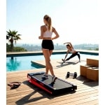 Treadmill Walking Pad met 15% Helling - 10 km/u - XL Loopband met Drievoudige Demping, Stil 2.5PK Borstelloze Motor, Compact & Onder Bureau te Gebruiken - Max 136 kg - Zwart/Rood - Altameubel