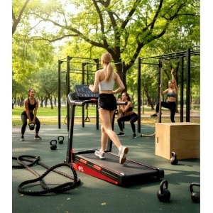 Treadmill Walking Pad met 9% Helling - 10 km/u - XL Loopband met Drievoudige Demping, Borstelloze 2.5PK Motor, Compact & Fluisterstil - Incl. LED Display - Max 136 kg - Altameubel